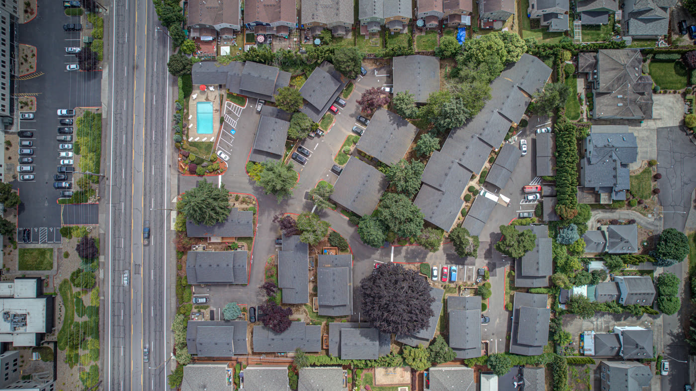 The Ranch apartments top-down aerial